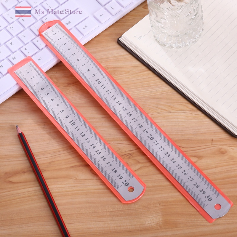 ไม้บรรทัดเหล็ก ขนาด 15ซม./20ซม. และ 30ซม.เครื่องมือวัด อุปกรณ์การเรียน ไม้บรรทัดสแตนเลส/RU-001