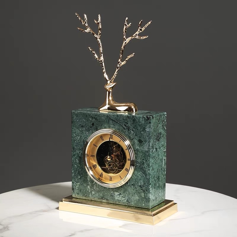 CT085C019 INTERY นาฬิกาหรูตั้งโต๊ะ นาฬิกาตั้งโต๊ะ นาฬิกาแต่งห้อง นาฬิกาฮวงจุ้ย นาฬิกาสีทองตั้งโต๊ะ European-style table