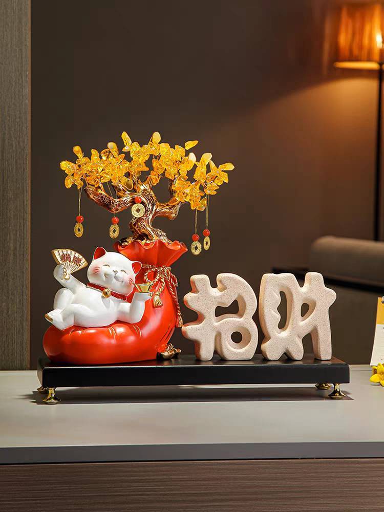 CT204B149 HAOYUN แมวนำโชค ของตกแต่งส่งเสริมความมงคล ของขวัญขึ้นบ้านใหม่