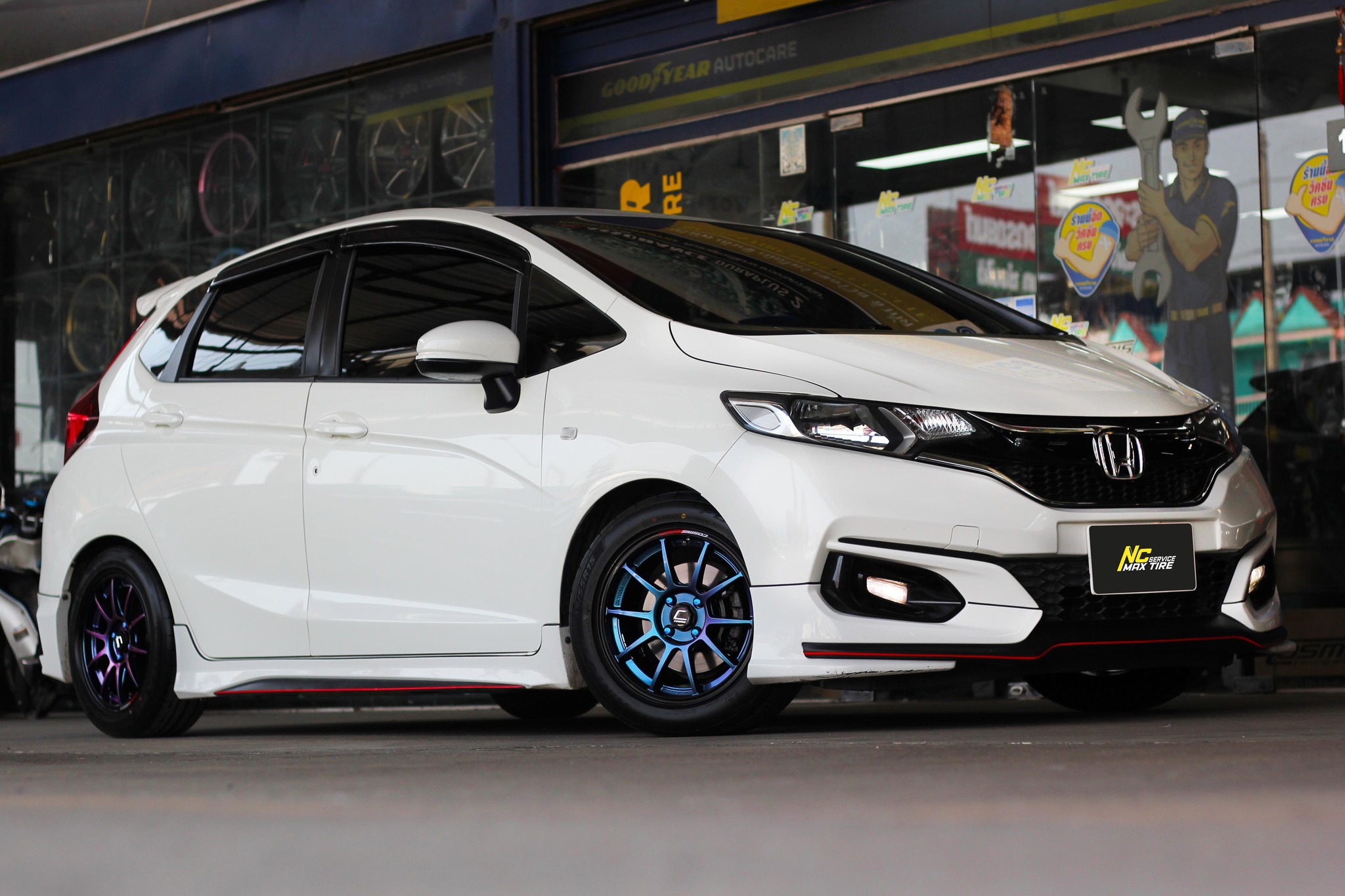 Honda Jazz / ล้อแม็กขอบ15 / Cosmis / RWS-10 / 15x7.0 4H100 ET35 / ล้อแม็กสีน้ำเงินเฉดพาวเวอร์+ขอบดำ+เพลท / Custom Color / ล้อแม็กสวยๆ / NC