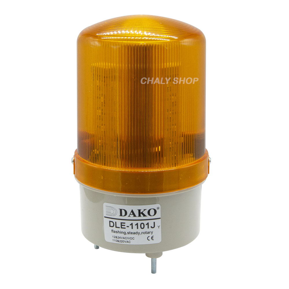 DAKO® DLE-1101J-220V-YELLOW ไฟหมุน LED 3 นิ้ว / สีเหลือง ( มีเสียง ) 12-24VAC/VDC,110-220VAC ไฟหมุน ไฟเตือน ไฟฉุกเฉิน