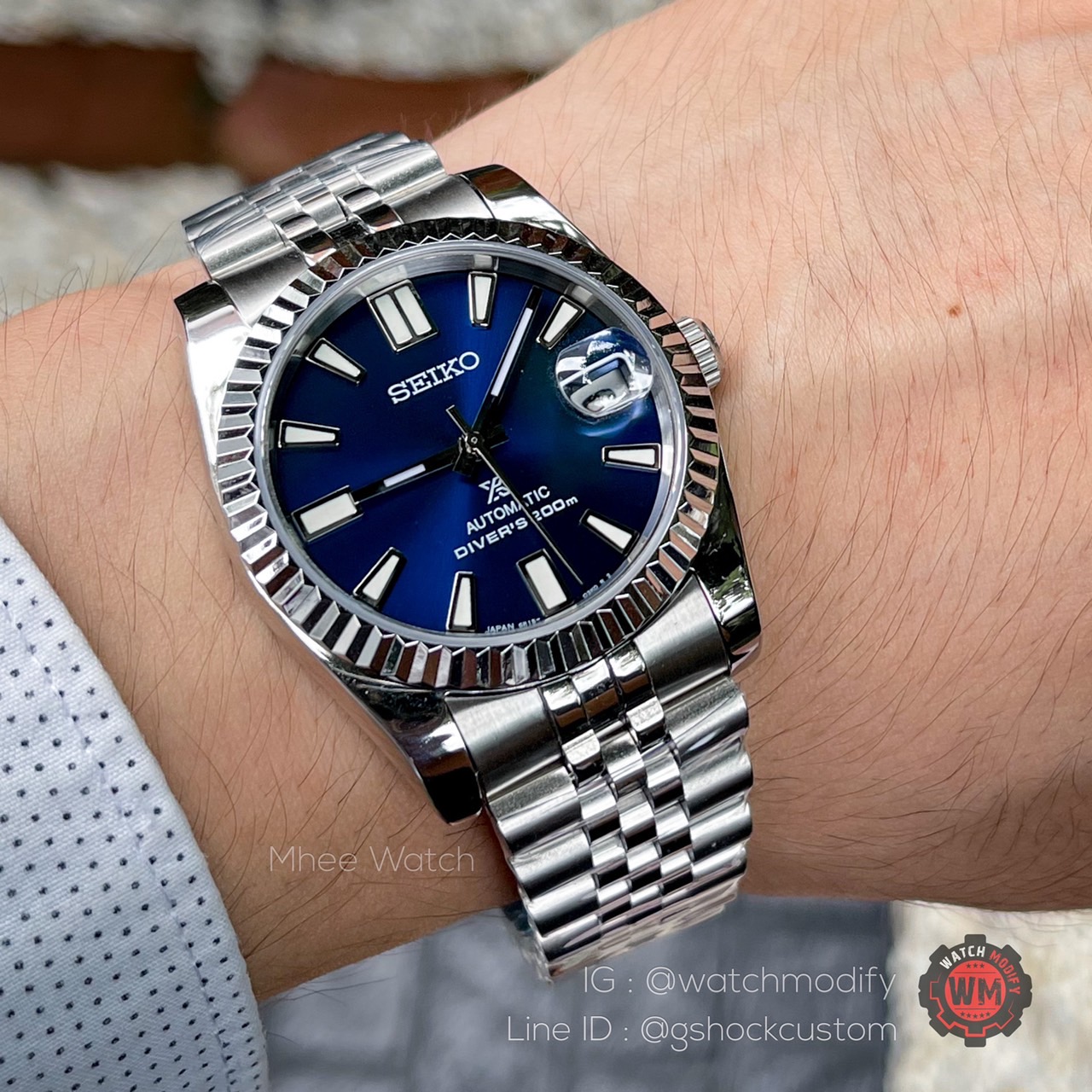 Seiko Modify Date Just Blue Royal ขนาด36Mm Boy size