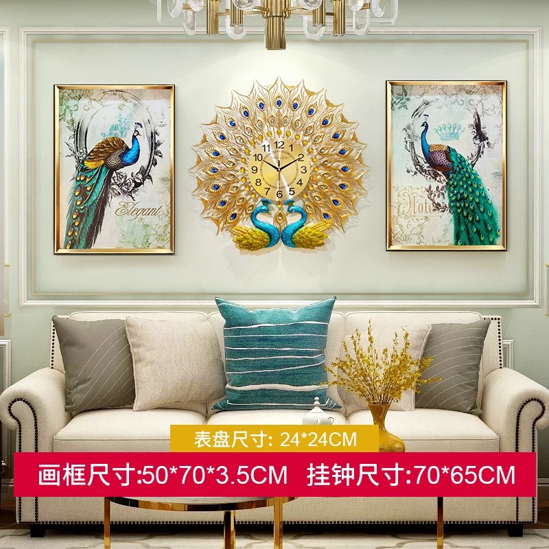CT024C003 INTERY นาฬิกาติดผนัง นาฬิกานกยูง นาฬิกาตกแต่งห้อง นาฬิกาตกแต่งบ้านแบบหรู PEACOCK WALL CLOCK HOME DECORATE