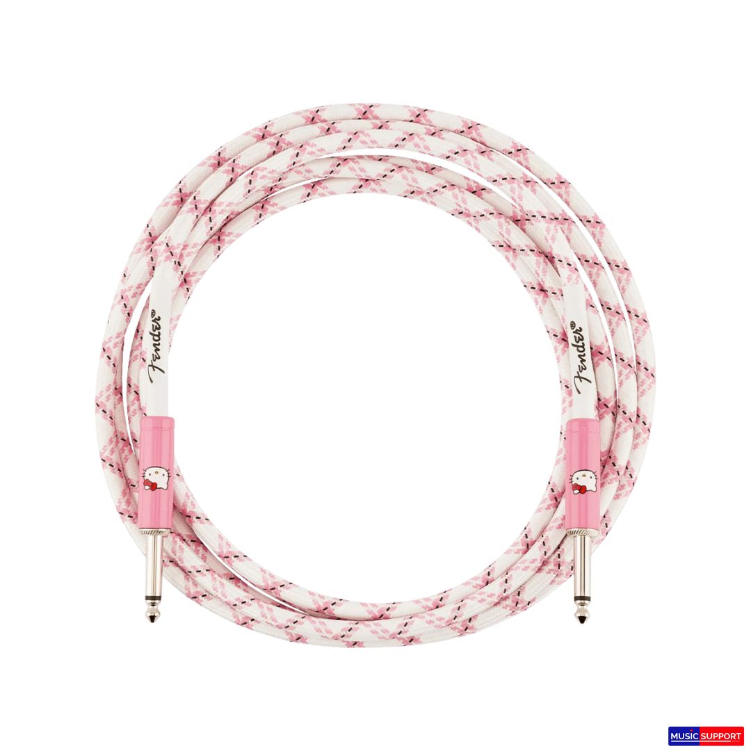 สายสัญญาณ สายเคเบิล Fender x Hello Kitty White/Pink Woven Cable 10 ft