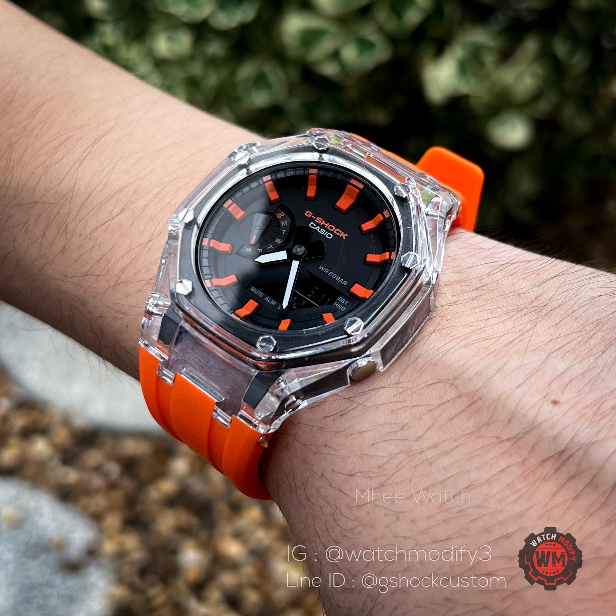 G-Shock Orange with Clear Crystal Case Rubber Strap