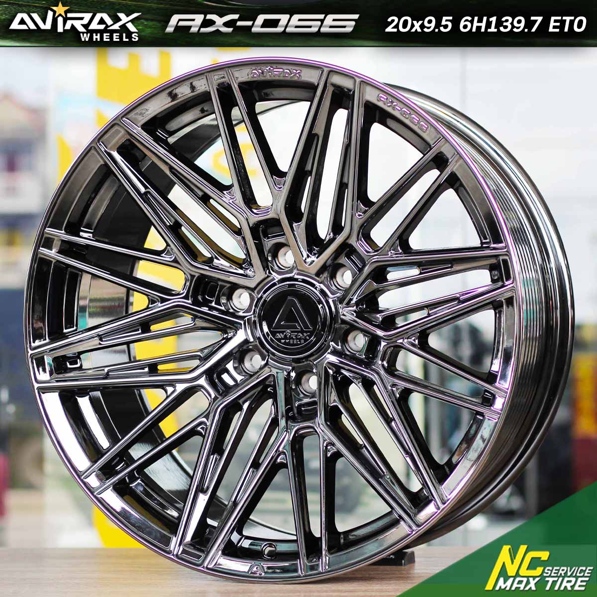 ล้อแม็กขอบ20 / AVIRAX / AX066 / 20x9.5 6H139.7 ET0 / ล้อแม็กสีแบล็คโครม / ล้อแม็กสำหรับรถกระบะตัวสูง / ล้อแม็กSUV / ล้อแม็กPPV / NCล้อแม็ก