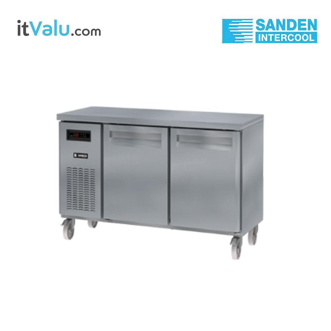 ตู้แช่เคาน์เตอร์สแตนเลส Sanden ฝาทึบ 2 ประตู แช่แข็ง รุ่น SCF3-1207AR ความจุ 300 ลิตร กว้าง 120 ซม. ลึก 75 ซม. สูง 85 ซม. รับประกันความเย็น 1 ปี รับประกันคอมเพรสเซอร์ 1 ปี