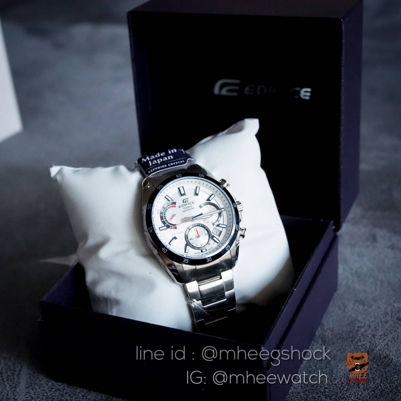 นาฬิกา คาสิโอ้ Edifice Steel หน้าปัดขาว จอ Chronograph ของแท้ 100% ประกันศูนย์