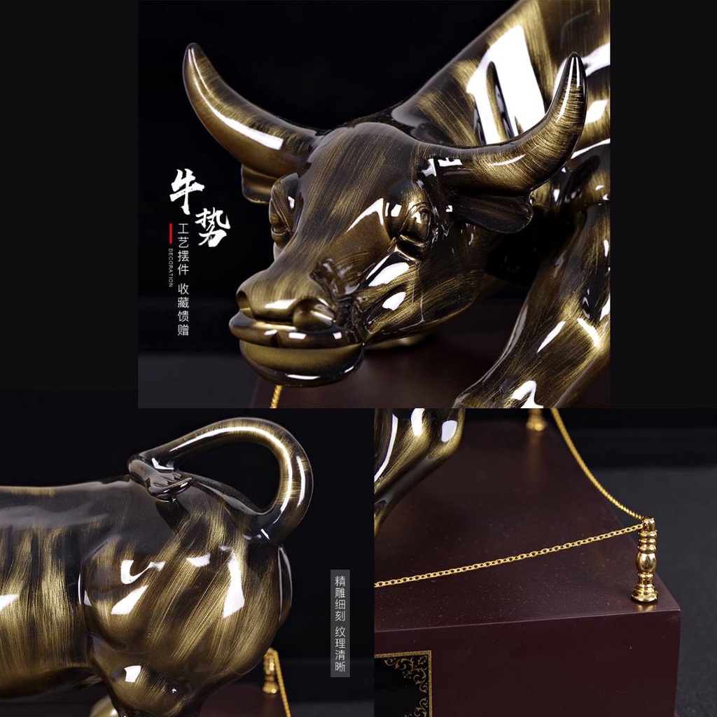 CT144B094 FAMITOSS วัวกระทิง โมเดลแต่งบ้าน ของตั้งโชว์ วัวกระทิงตั้งโชว์ สัญลักษณ์แห่งความสำเร็จ ความมั่นคง