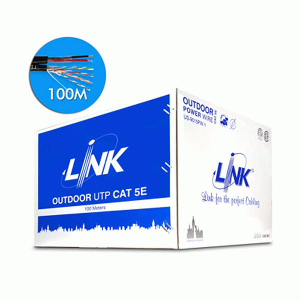 US-9015PW-1 CAT 5E UTP, PE OUTDOOR w/Power wire Black 100 M./Reel in Bx.สีดำ