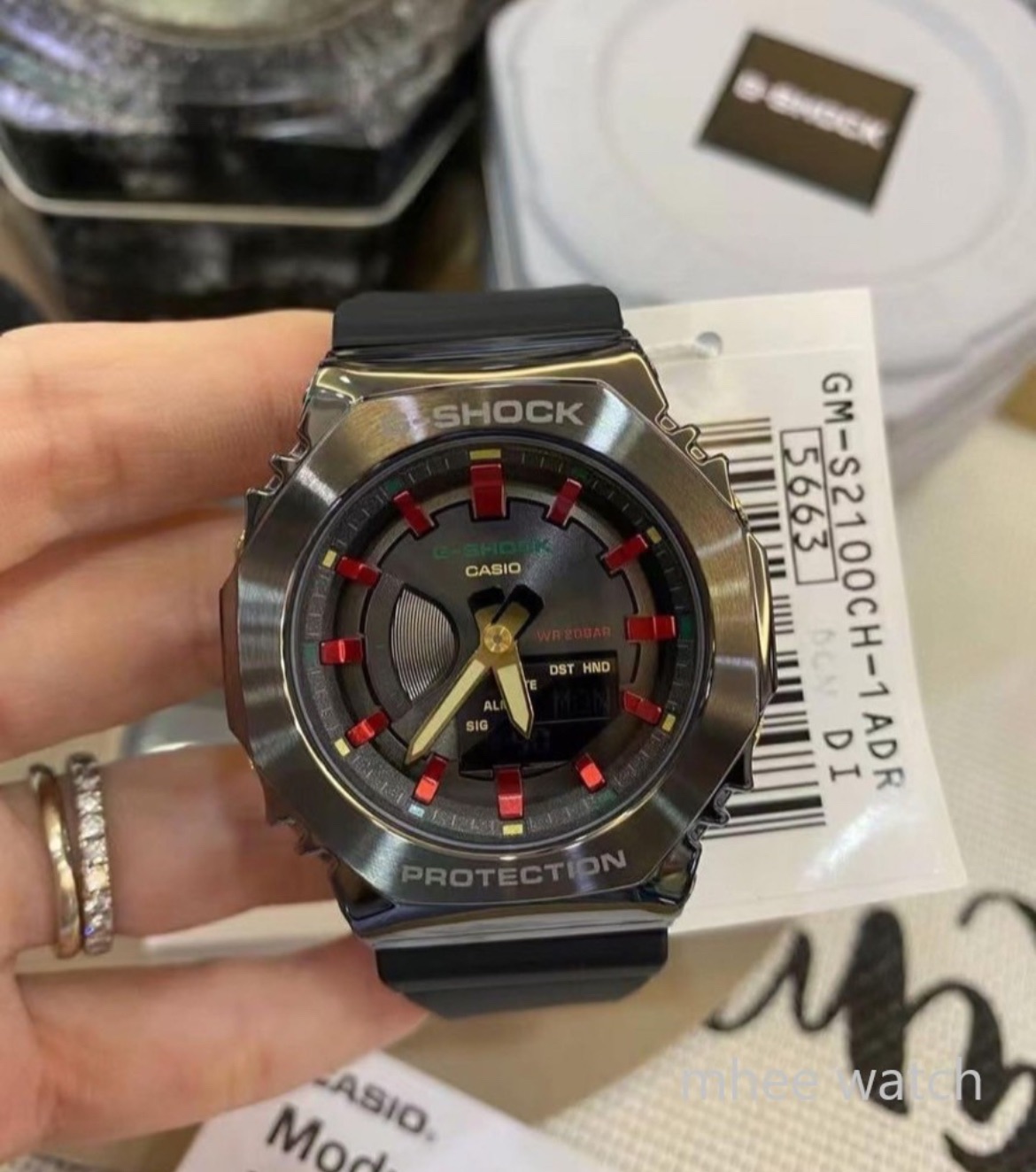 G-Shock Mini Metal Face Red Hour Black Strap