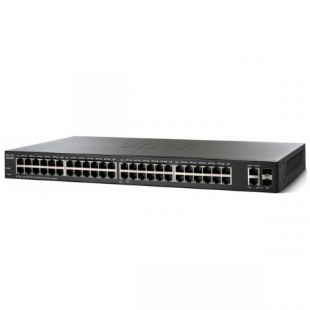Cisco SF220-48 Switch 48-Port 10/100 Smart Managed, 2-Port SFP Combo, Spanning Tree/Link Aggregation/VLAN Support, Rack Mount