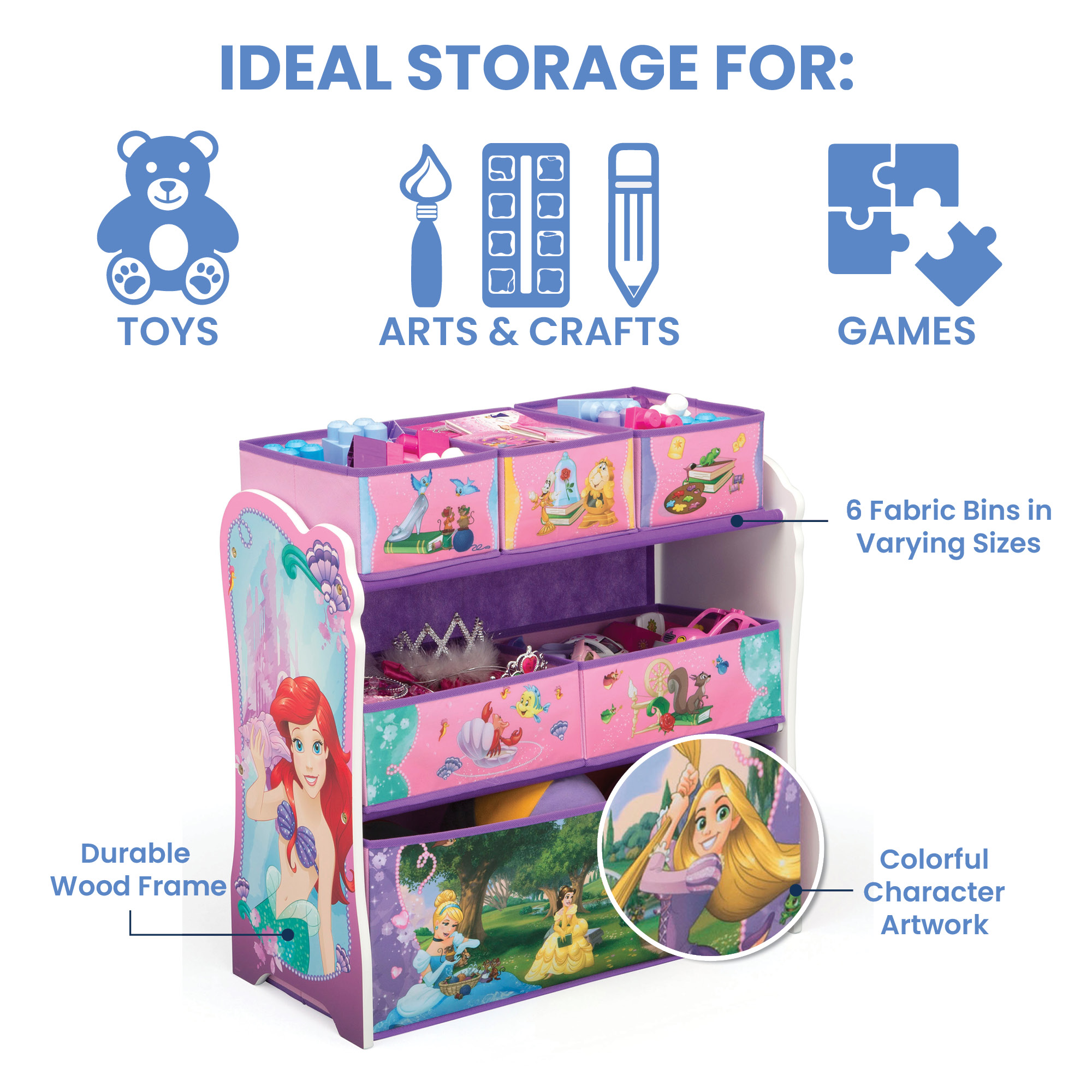 Delta Children Disney Princess Multi-Bin Toy Organizer ชั้นเก็บของเล่นเด็ก