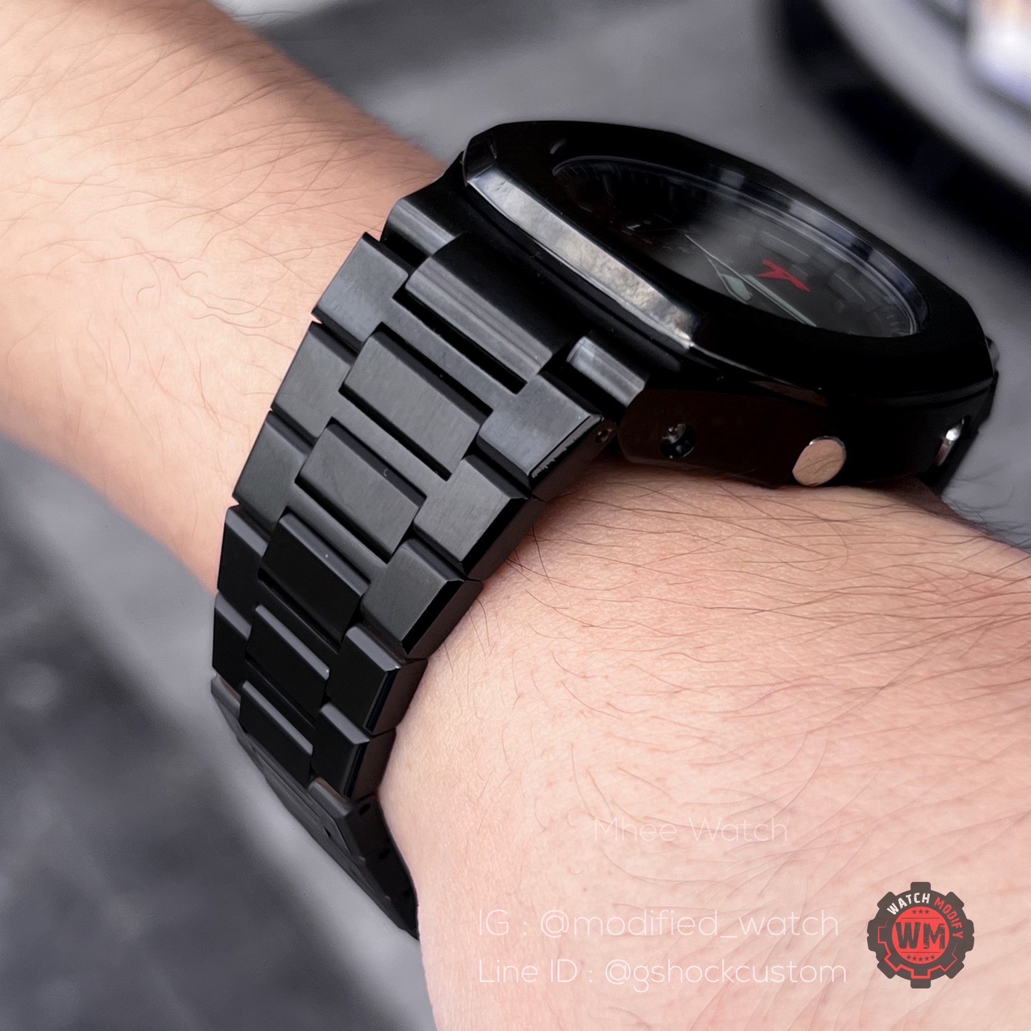 G-SHOCK Customized Tesla Red Logo PVD Black Stainless