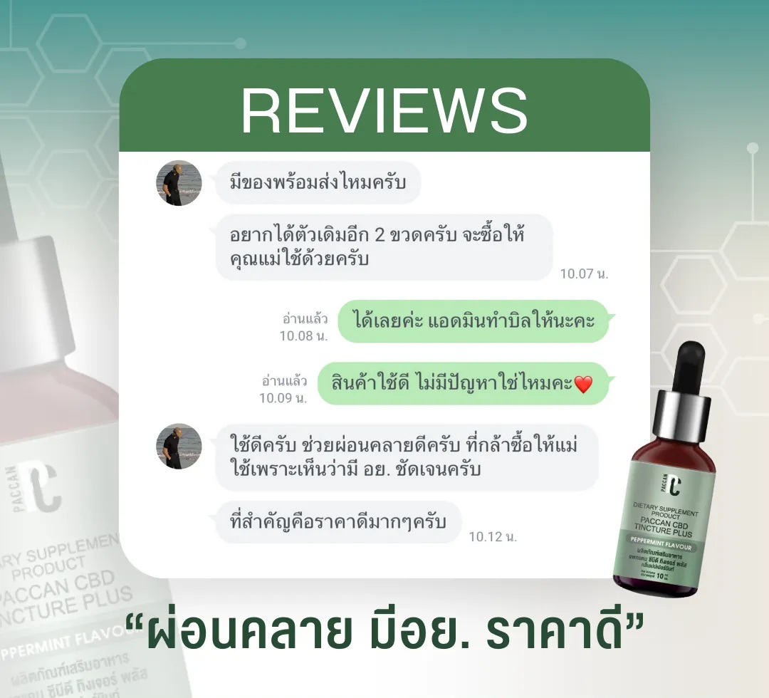 ผลิตภัณฑ์เสริมอาหาร แพคแคน ซีบีดี ทิงเจอร์ พลัส กลิ่นเปปเปอร์มินท์ Dietary Supplement Product PACCAN CBD Tincture Plus Peppermint Flavour