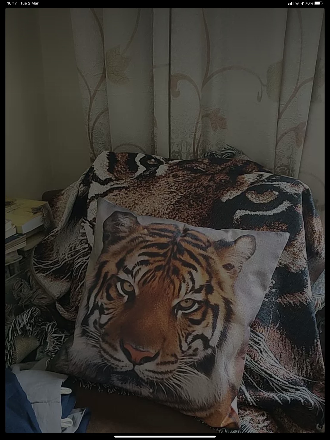 CT033F003 UTSUKUSHI ผ้าคลุมโซฟา ผ้าคลุมโต๊ะ ลายเสือ ผ้าคลุมเตียง ตกแต่งห้อง sofa cover chair cover bed cover