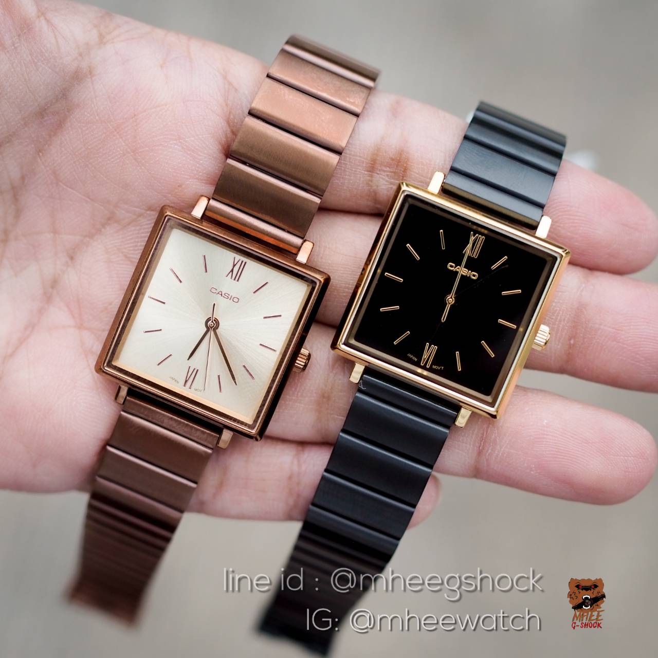 นาฬิกาข้อมือ Casio Lady Luxury หน้าเหลี่ยม ของแท้ ประกันศูนย์CMG 1 ปี (สีดำทอง/สีRosegold)