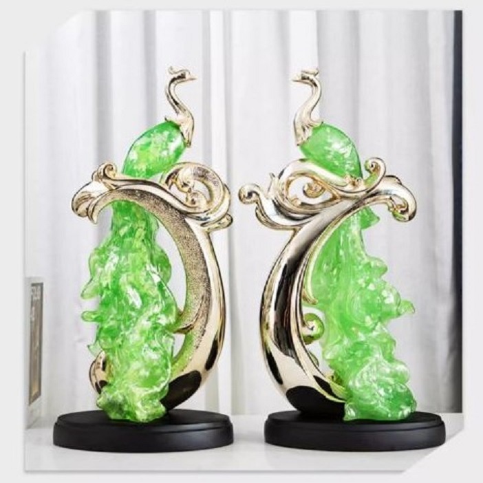 CT215B157 FAMITOSS โมเดลนกยูง โมเดล ของตกแต่ง ของขวัญขึ้นบ้านใหม่ โมเดลแต่งโรงแรม