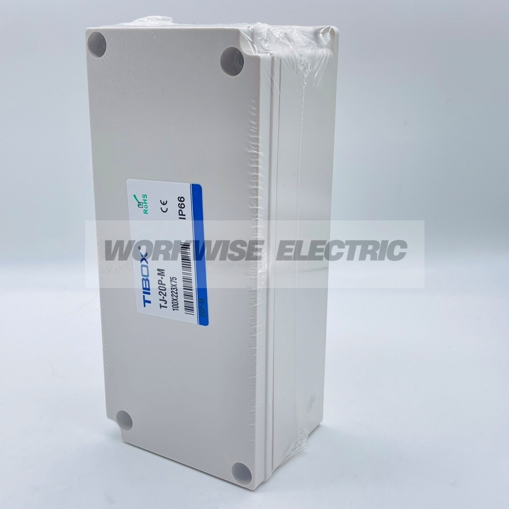 "TIBOX" TJ-20P-M กล่องพลาสติก พร้อมเทอร์มินอลบล็อก (Plastic Terminal Block Box IP66) 20Pole 10A Size : 223x100x75 mm.