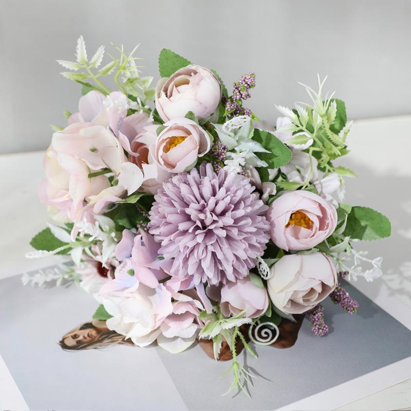 ช่อดอกไม้ แดนดิไลออน กุหลาบ ไฮเดรนเยีย เก๊กฮวย ดอกไม้ประดิษฐ์ ดอกไม้ปลอม ตกแต่ง ST503E812