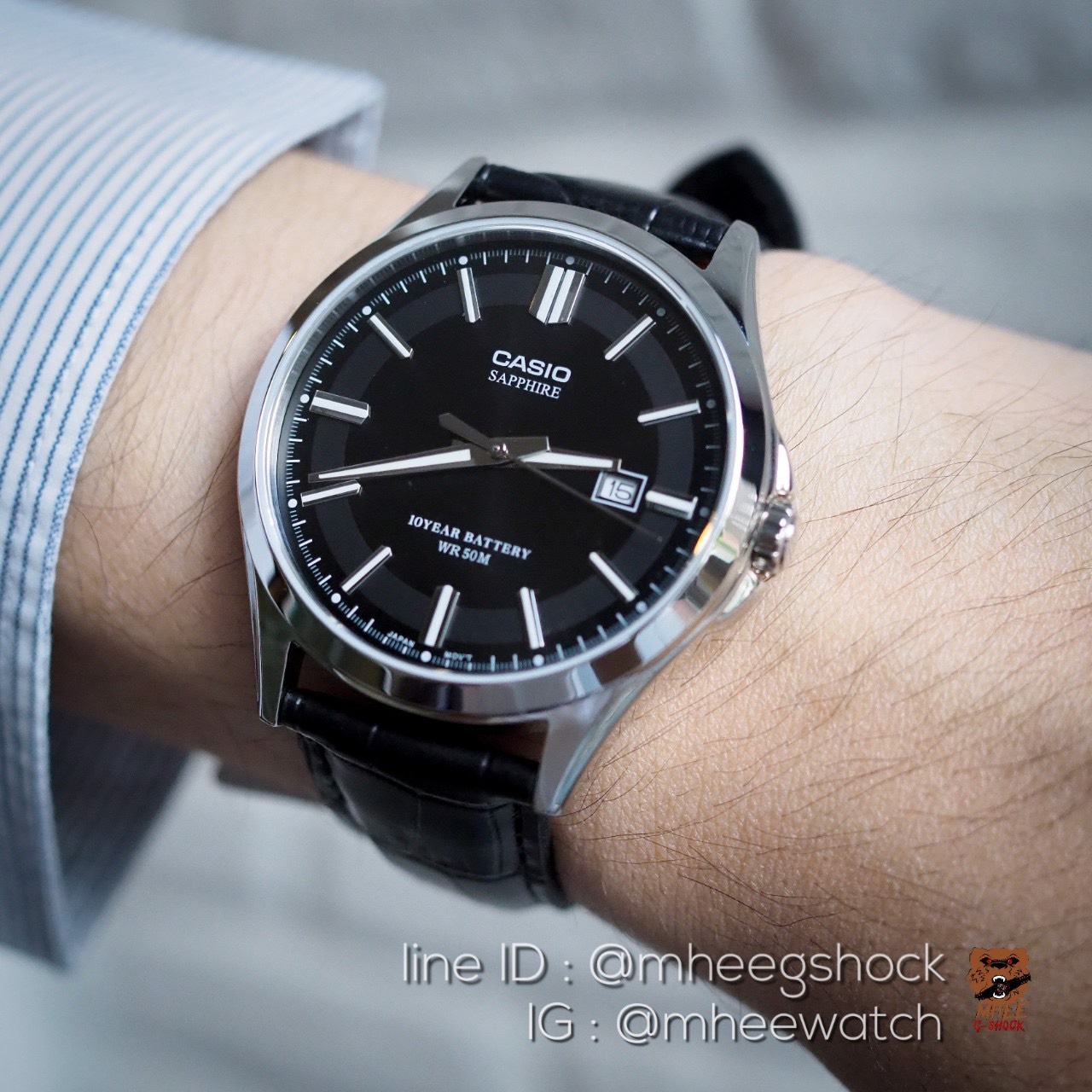 Casio รุ่นTop กระจกSapphire สายหนังจรเข้