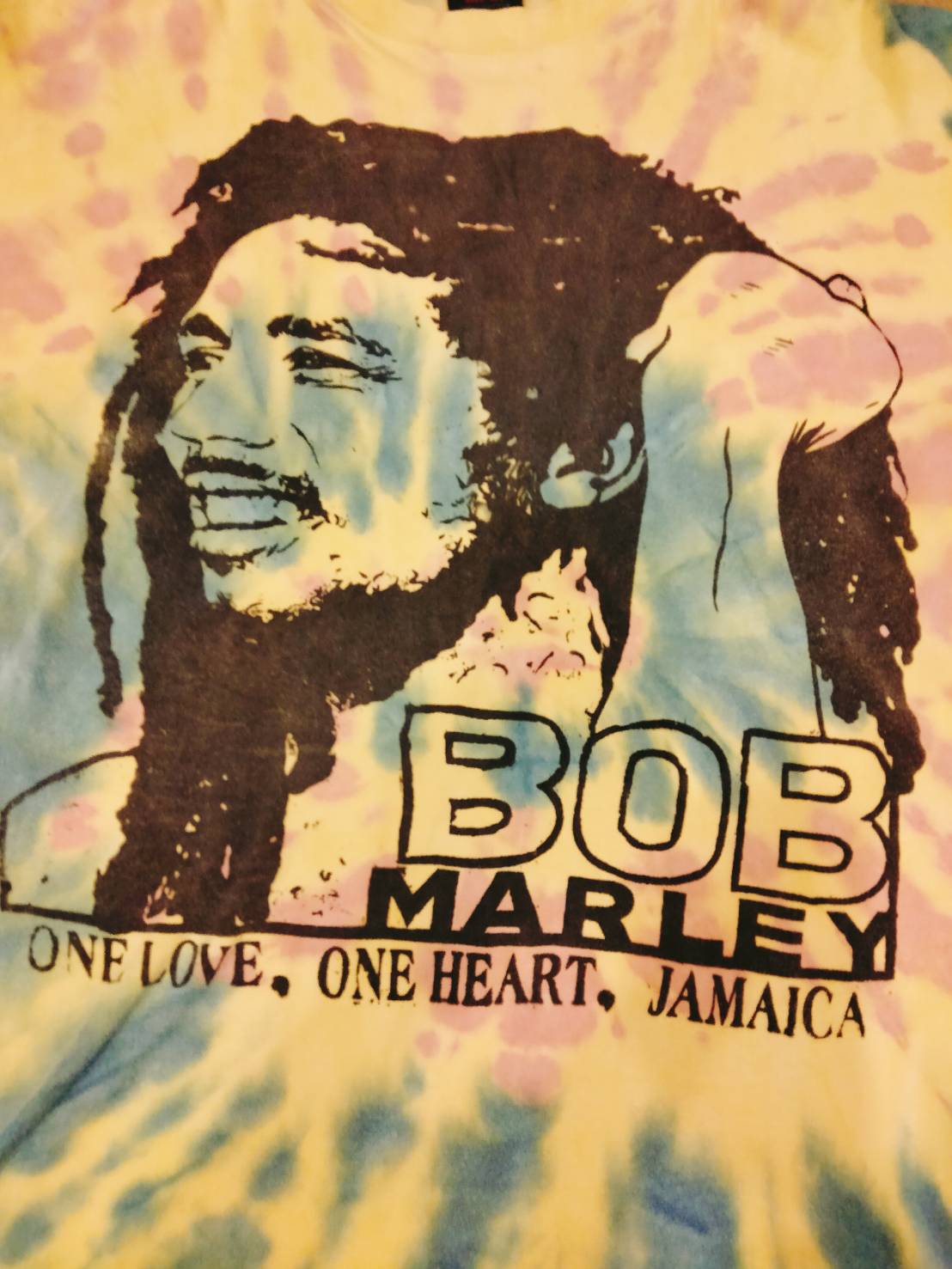 เสื้อยืดวินเทจ เสื้อวง มัดย้อม BOB MARLEY ONELOVE ONEHEART JAMAICA