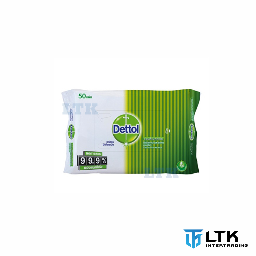 Dettol ทิชชู่เปียก ฆ่าเชื้อโรค99.9% (บรรจุ 50แผ่น/ห่อ)