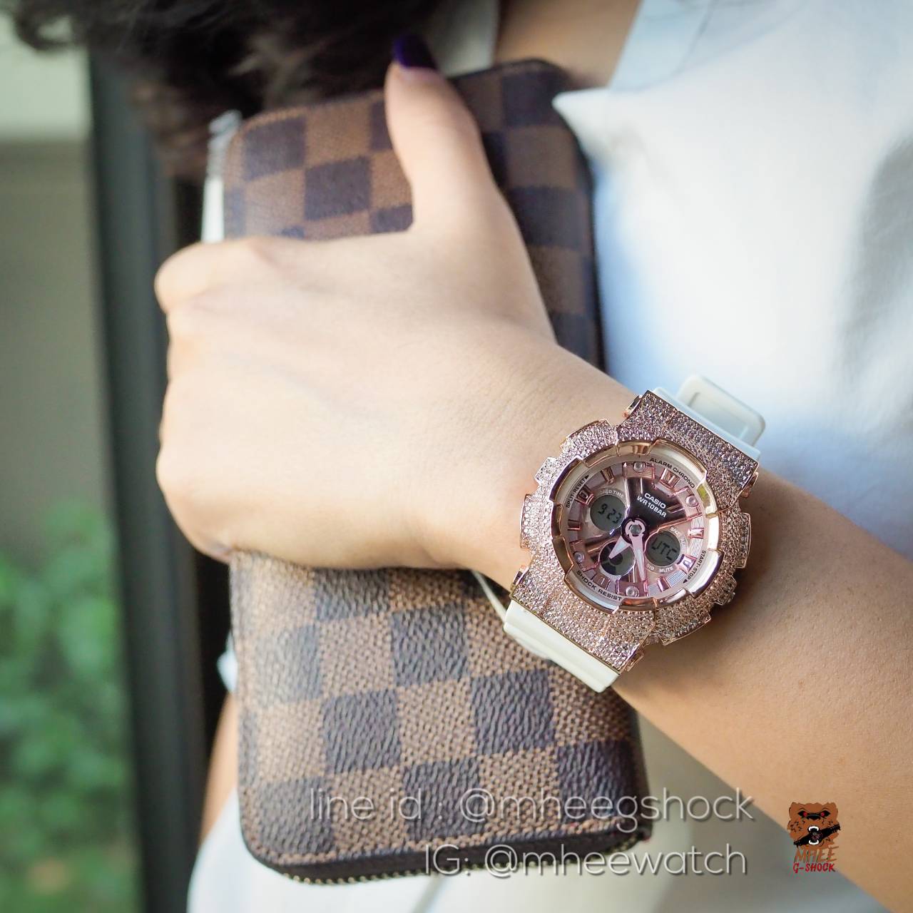 Baby-G BlingBling BA-130-7A1DR กรอบเพชร