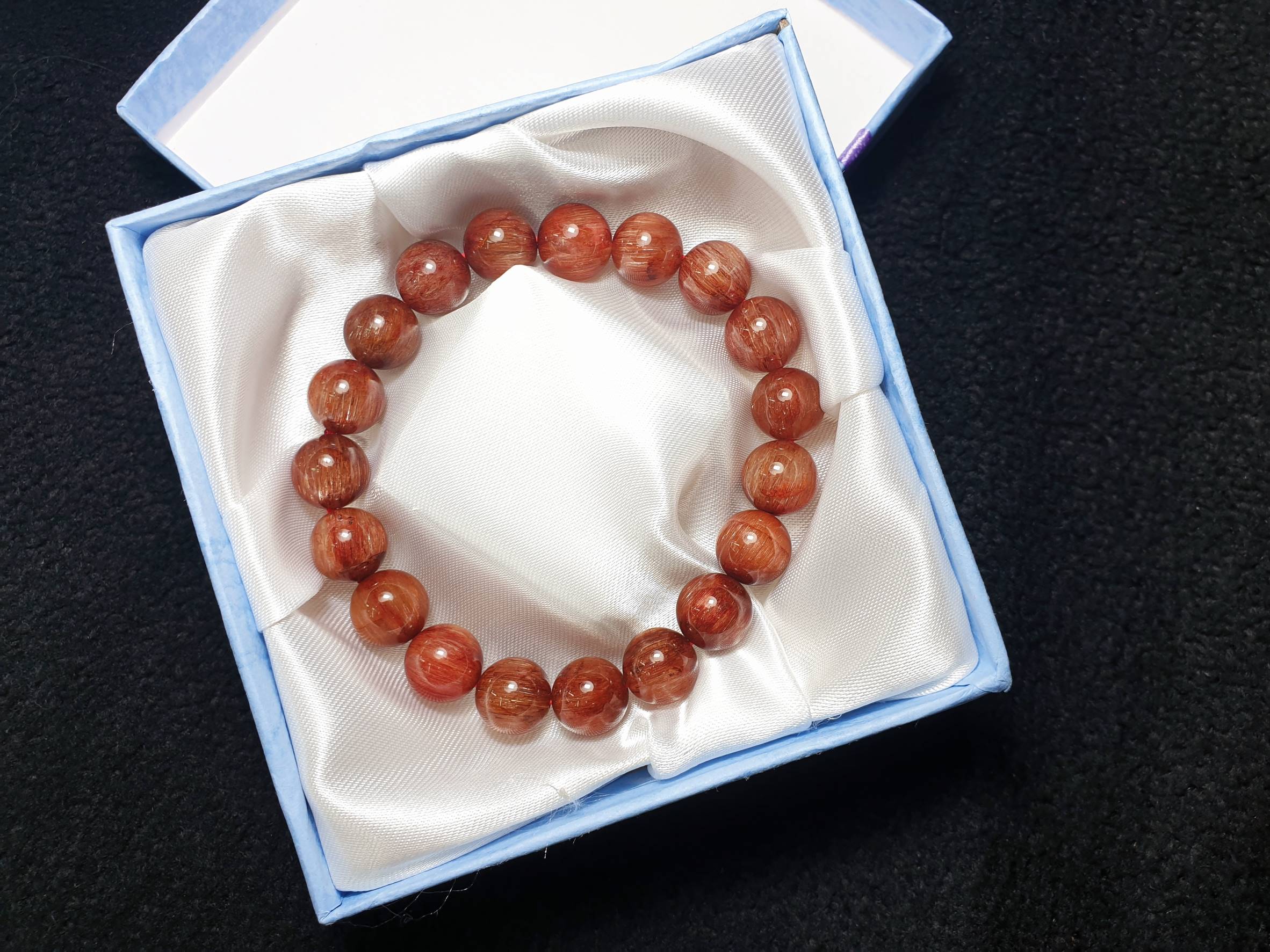 ไหมแดงแคทอาย AA++ (Red Rutillated Quartz) เส้นแร่หินวิ่งไปทางเดียว ไหมเรียงตัวสวย ติดแคทอาย