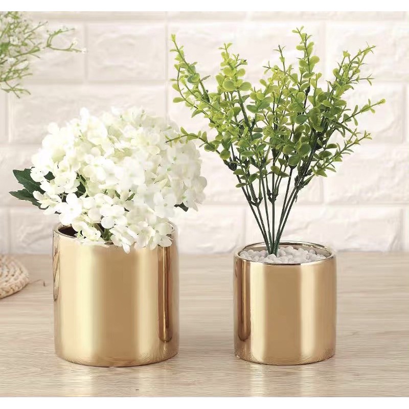 TS061J003 TROPACL กระถางกลมสีทองเซรามิค กระถางต้นไม้ กระถางสีทอง กระถางทอง กระถางเซรามิค GOLD CERAMIC PLANT POT