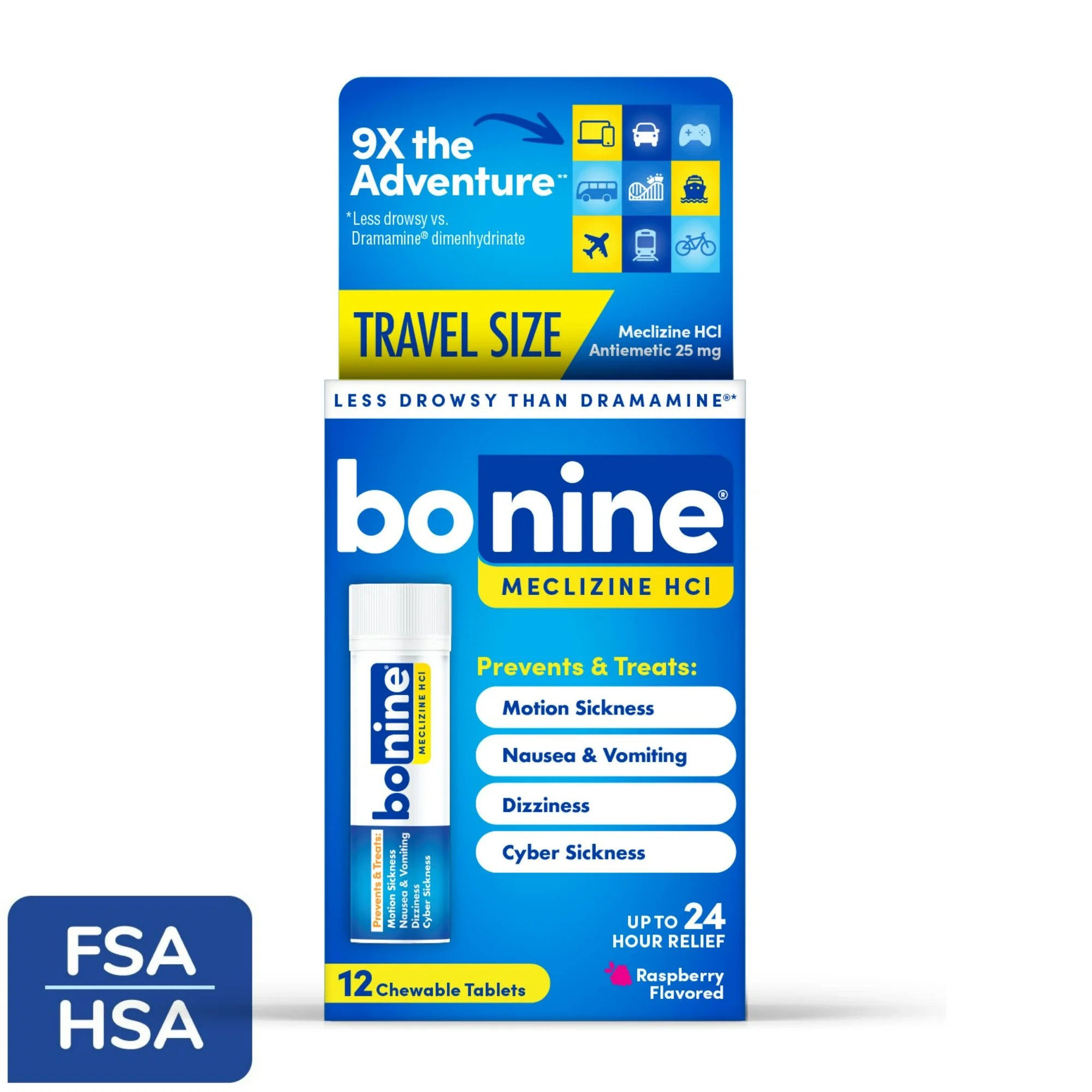 Bonine Motion Sickness and Nausea Relief Travel Pack เม็ดอมบรรเทาอาการคลื่นไส้จากอาการเมารถ เมาเรือ แบบไม่ง่วง