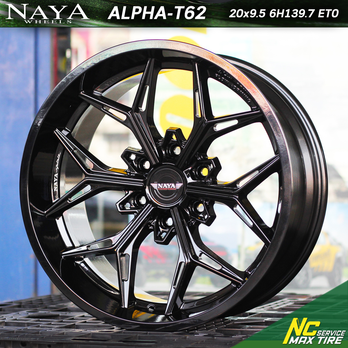 ล้อแม็กขอบ20 / Cosmis / NAYA / Alpha-T62 / 20×9.5 6H139.7 ET0 / ล้อแม็กสีดำเงาทั้งวง / ล้อแม็กสำหรับรถกระบะ / ล้อแม็กกระบะ / ล้อแม็กSUV / ล้อแม็กPPV / ล้อแม็กสวยๆ / NCล้อแม็ก
