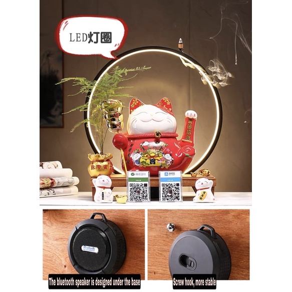 CT097B070 HAOYUN แมวกวัก แมวกวักรับทรัพย์ ตุ๊กตาแมวกวัก แมวนำโชค แมวกวักญี่ปุ่น ตุ๊กตาแมว โมเดลแมวกวัก โคมไฟLed