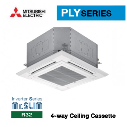แอร์มิตซูบิชิ Mitsubishi PLY Series แบบฝังในฝ้าเพดานกระจายลม 4 ทิศทาง อินเวอร์เตอร์ รหัสสินค้า : PLY-SM 13,989-48,000 Btu/h