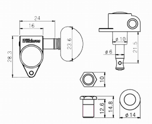 Wilkinson Grover Style Tuners 19:1 Gold ลูกบิดกีตาร์ แบบ 3-3