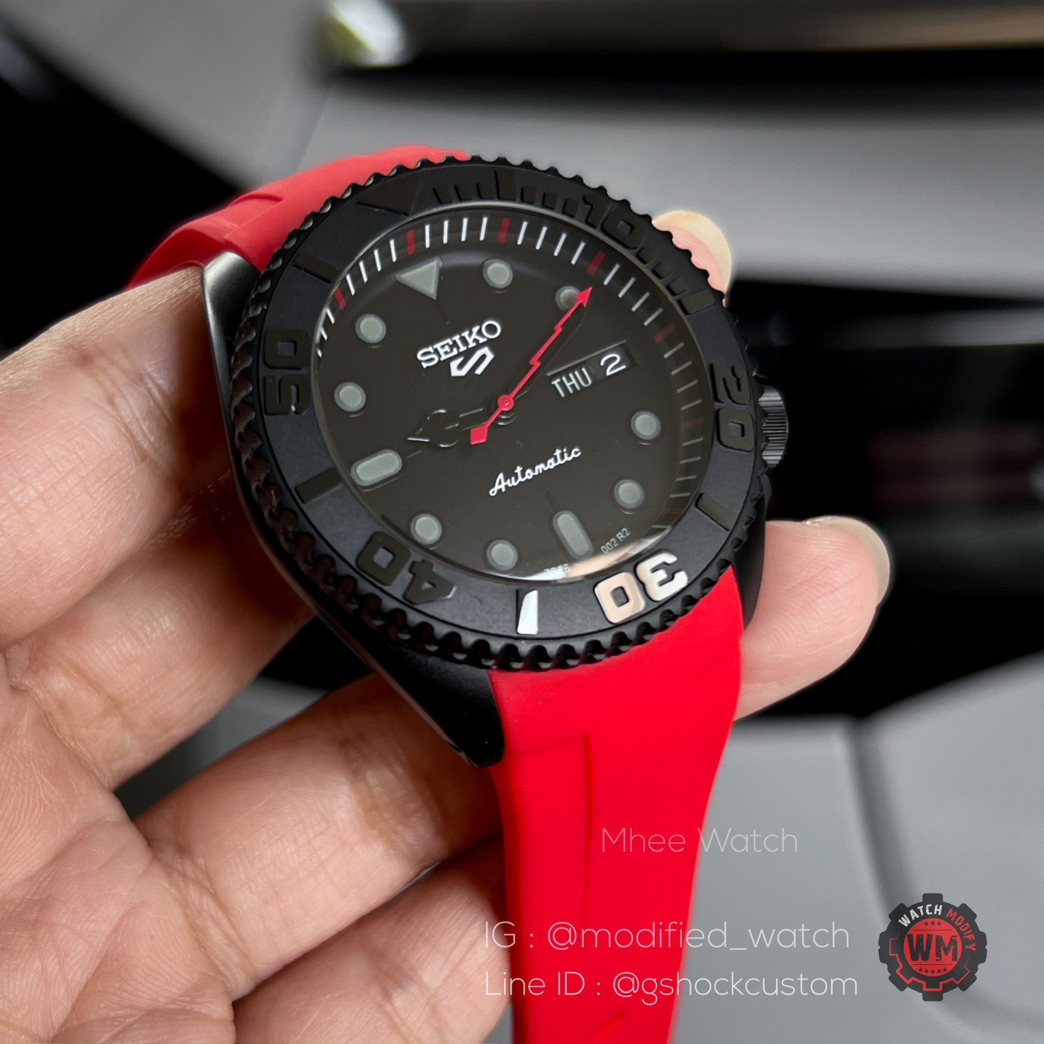 Seiko Mod 5Sport Black Yacht Master Red Spider NH36 Automatic Movement