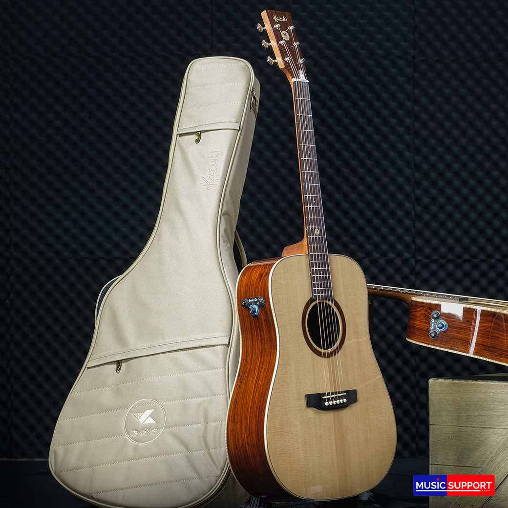 Kazuki กีต้าร์โปร่งไฟฟ้า Exotic Series ไม้ Cocobolo ทรง Dreadnought ปิ๊กอัพ Transacoustic +กระเป๋า