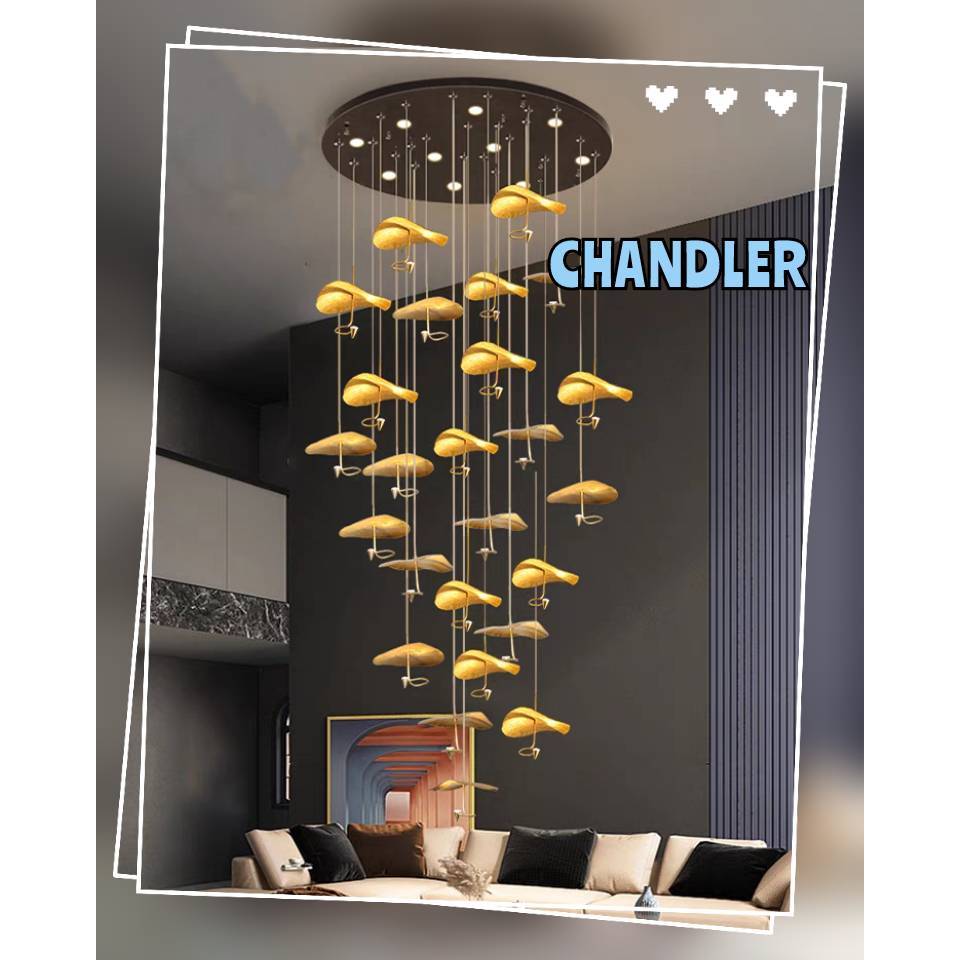 CT200A184 SOTMIA โคมไฟสีทอง โคมไฟระย้าโถงบรรได Chandelier แชนเดอเรียยาว