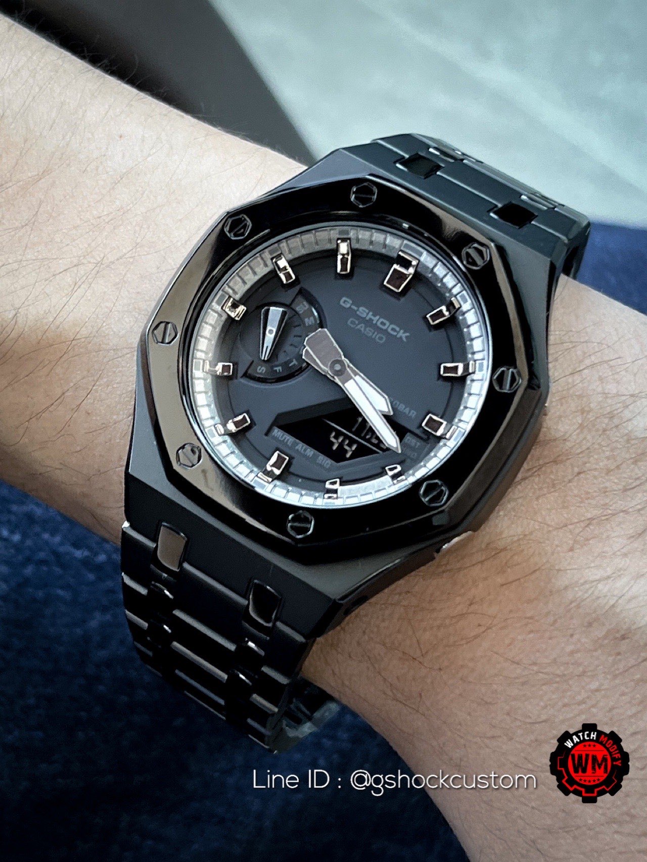 G-Shock Casioak AP Style Midnight Black Special Silver Hour Markers Full Sandblasting Strap