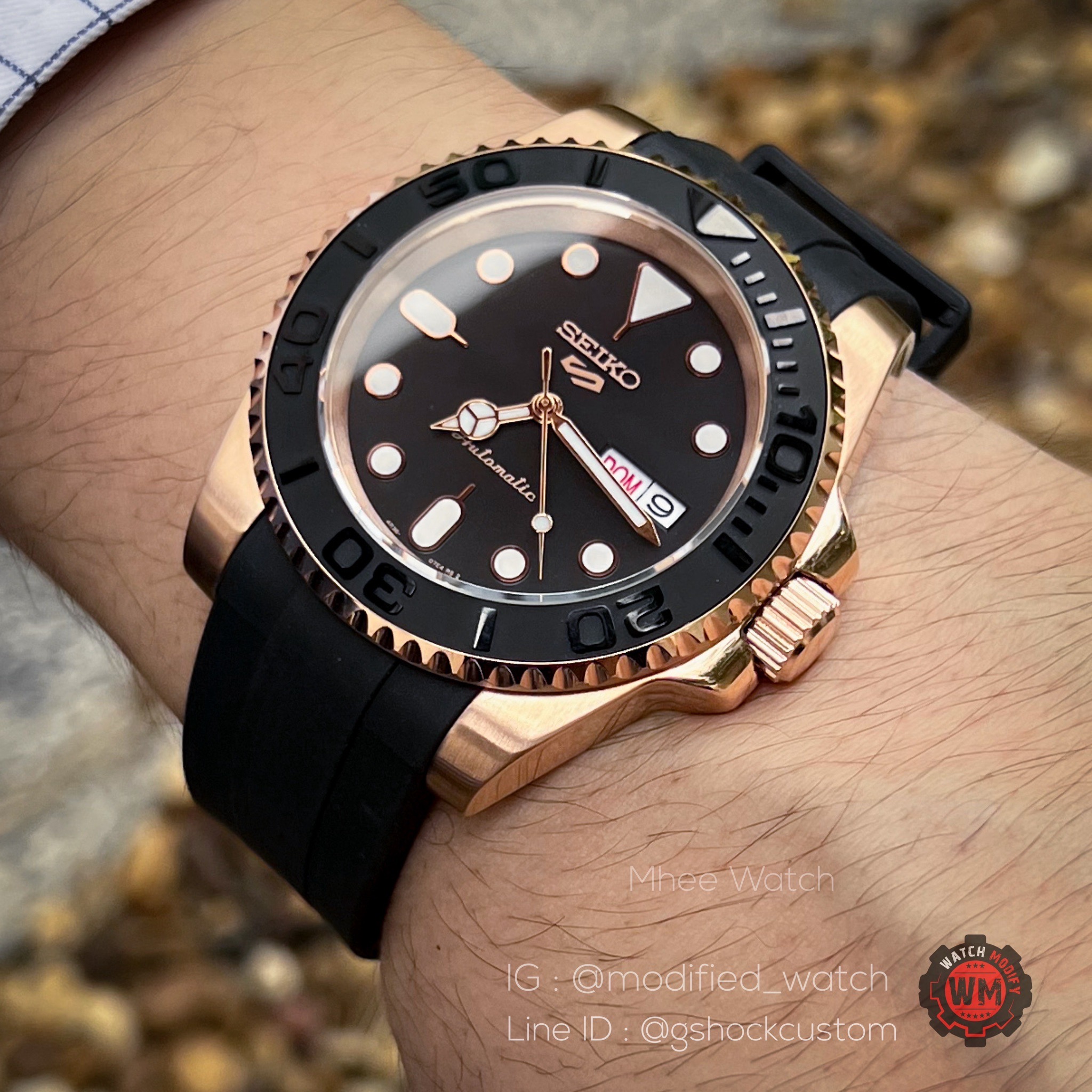 Seiko Mod 5Sport Yacht Master Rosegold Model SRPD76K1