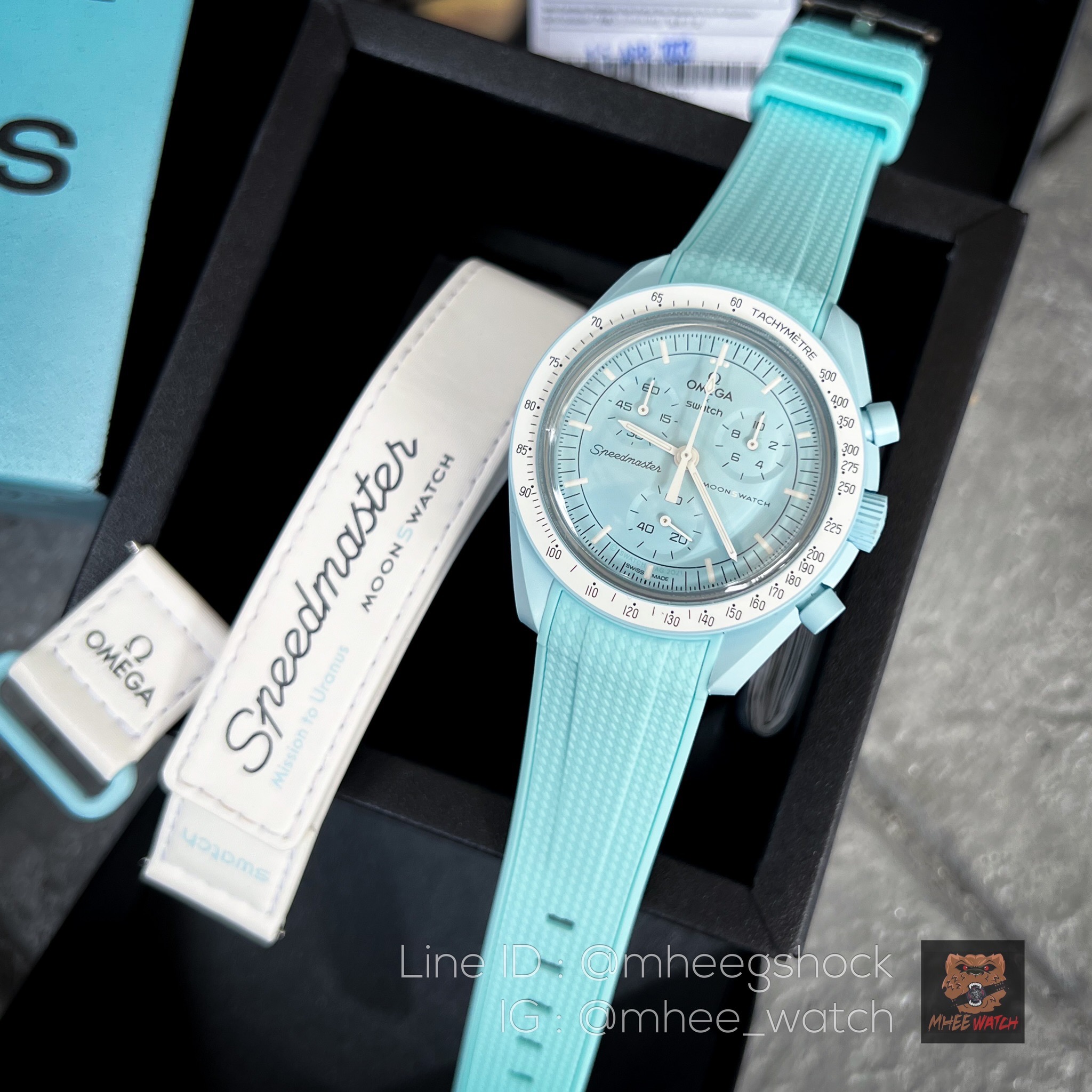 Swatch X Omega Mission to URANUS Tiffany Color with Rubber Strap 