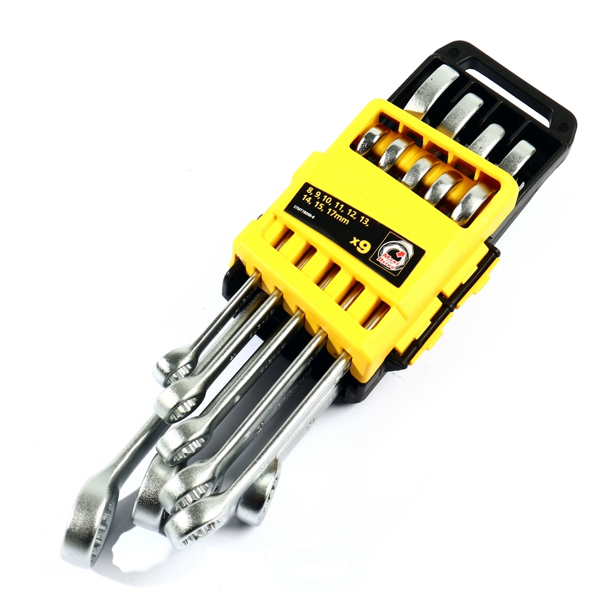 ชุดประแจแหวนข้างปากตาย 9 ชิ้น แบบแขวน สแตนเล่ย์ (STANLEY) รุ่น CWB STMT78098-8 ขนาด 8-17 มม. ในชุดประกอบไปด้วยเบอร์ 8,9,10,11,12,13,14,15,17 มม. วัสดุทำจาก เหล็กกล้าคาร์บอน ผ่านการทดสอบตามมาตรฐาน ANSI, ISO & DIN ผิวสัมผัสแบบด้าน