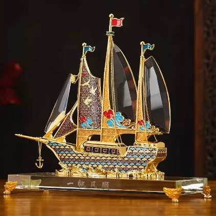 CT193B131 HAOYUN โมเดลเรือใบ เรือใบ ของขวัญขึ้นบ้านใหม่ โมเดลพร้อมกล่องของขวัญ