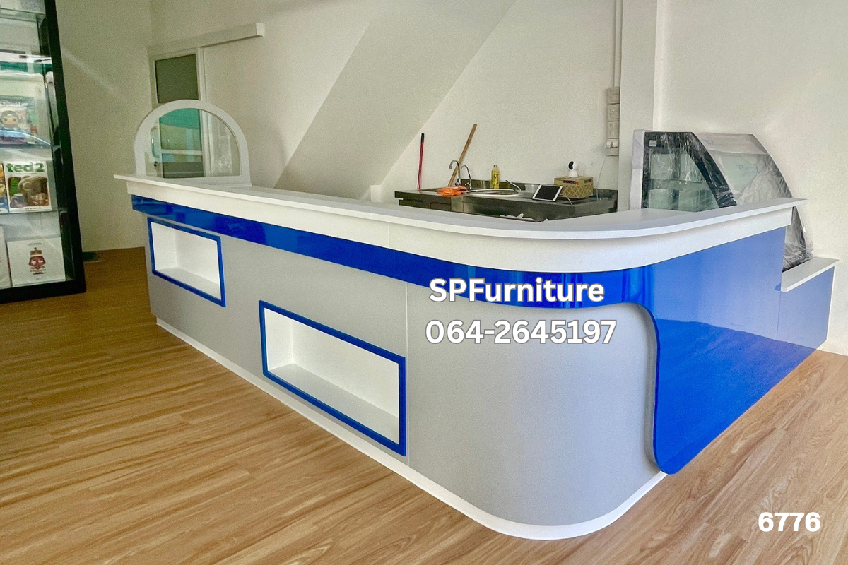 เคาน์เตอร์สีสดใส เคาน์เตอร์โค้ง เคาน์เตอร์แนวโมเดิร์นป๊อป