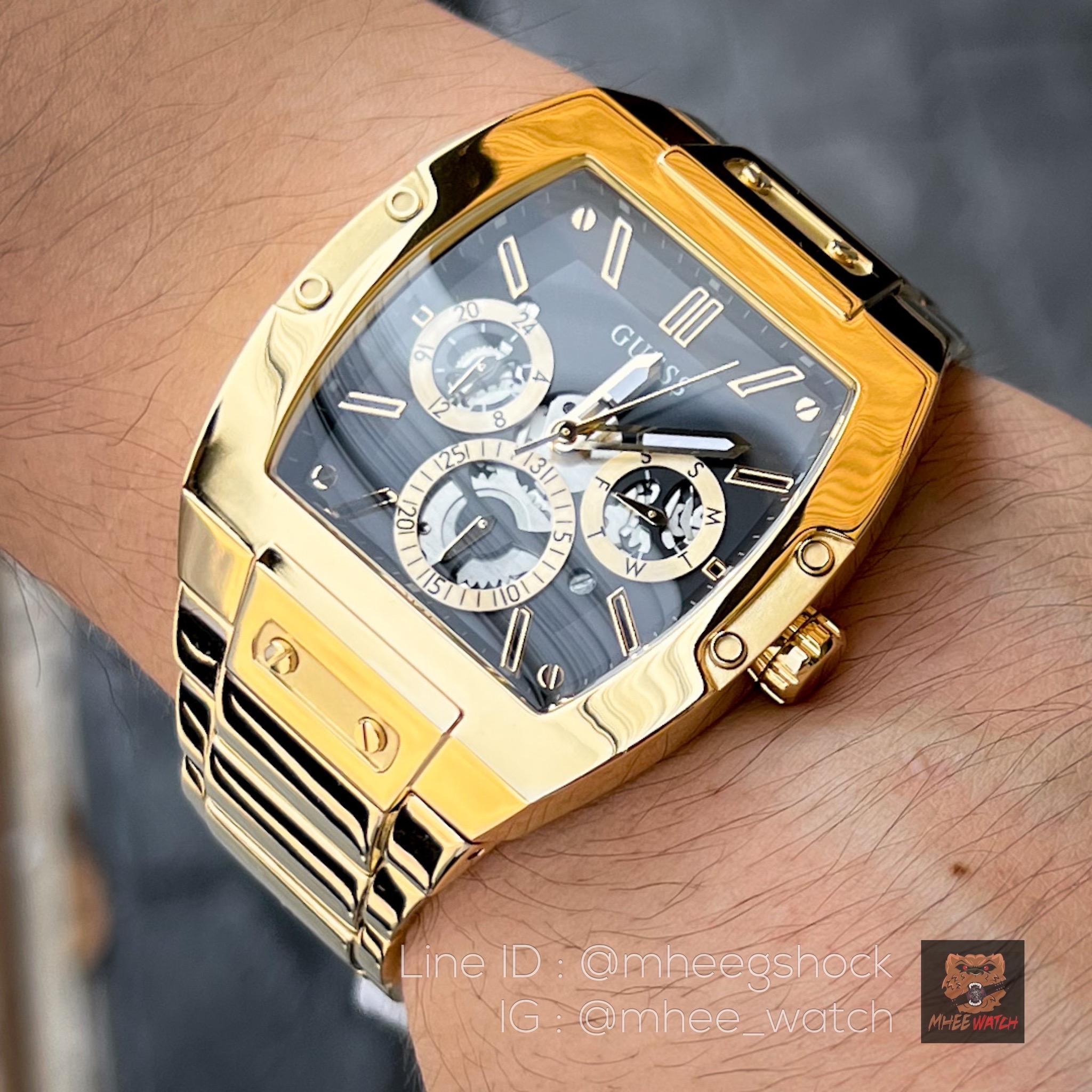 Guess Watch Chronograph Black Gold Stainless Steel Strap