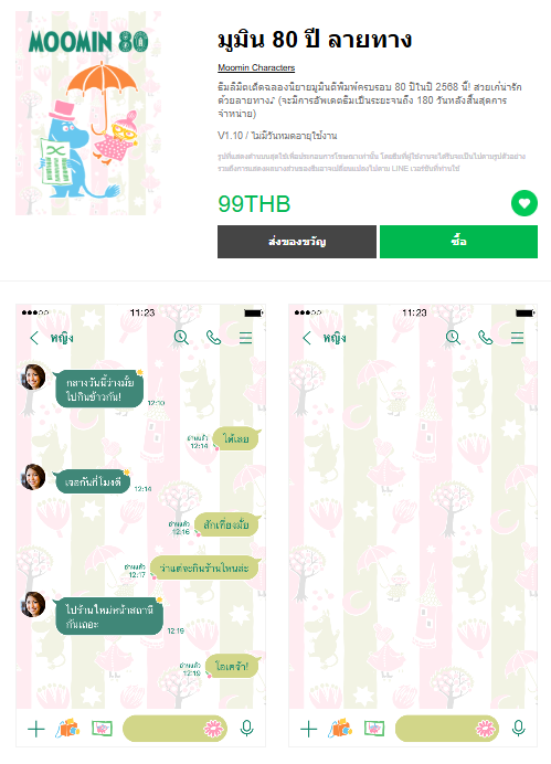 ขายธีมไลน์ มูมิน 80 ปี ลายทาง