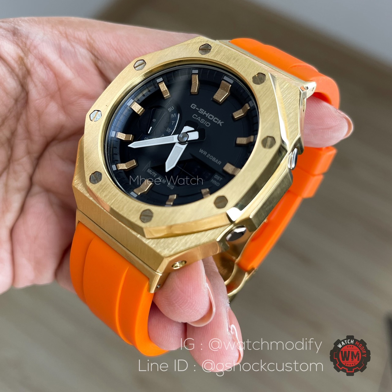 G-Shock Orange-Gold AP Rubber Gen2 แต่งจาก รุ่น GA-2100-1A ของแท้ รับประกัน 1 ปี