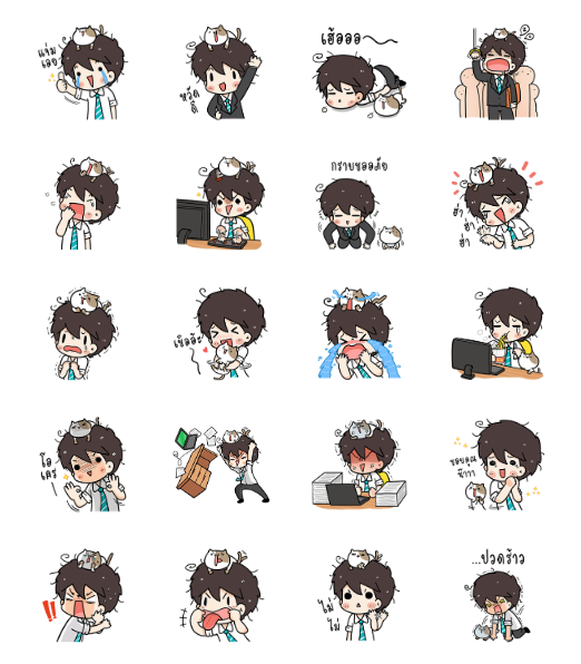 ขายสติกเกอร์ไลน์ นายหัวยุ่งกับเต้าหู้แมวจอมป่วน