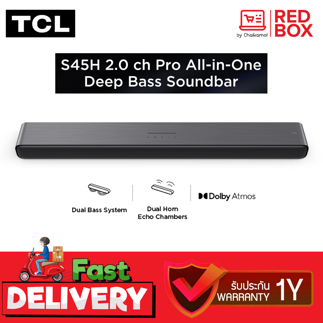[กดCode SHOCK20 ลด20%] TCL Sound Bar พลังเสียง 100W รองรับ Bluetooth 5.1 รุ่น S45H ขนาด 810 มิลลิเมตร 2.0 Channel