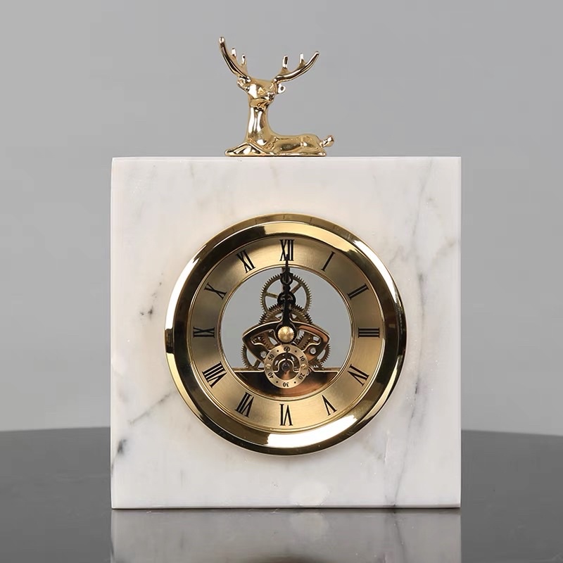CT085C019 INTERY นาฬิกาหรูตั้งโต๊ะ นาฬิกาตั้งโต๊ะ นาฬิกาแต่งห้อง นาฬิกาฮวงจุ้ย นาฬิกาสีทองตั้งโต๊ะ European-style table